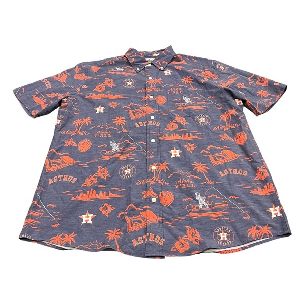 reyn spooner Other - Reyn Spooner Houston Astros Shirt Mens L Blue Orange Aloha Y'all MLB Baseball